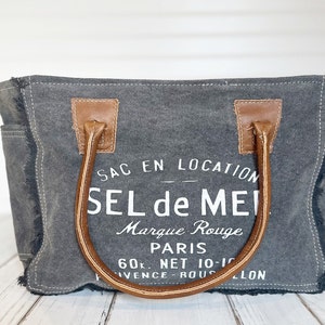 Leather and Canvas Upcycled Tote Bag