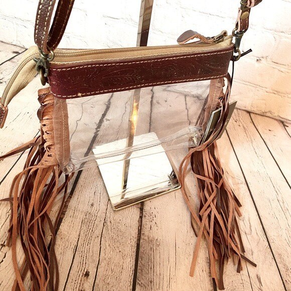 Myra Upcycled Western Fringe Clear Stadium Bag – KalaKotee & Co.