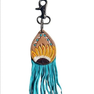 Sunflower Petal Leather Key Chain/Fob