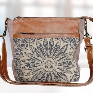 Womens Crossbody Purse | Canvas and Leather Purse | Gifts for Her