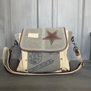 Leather Star Upcycled Vintage Style Shoulder Bag