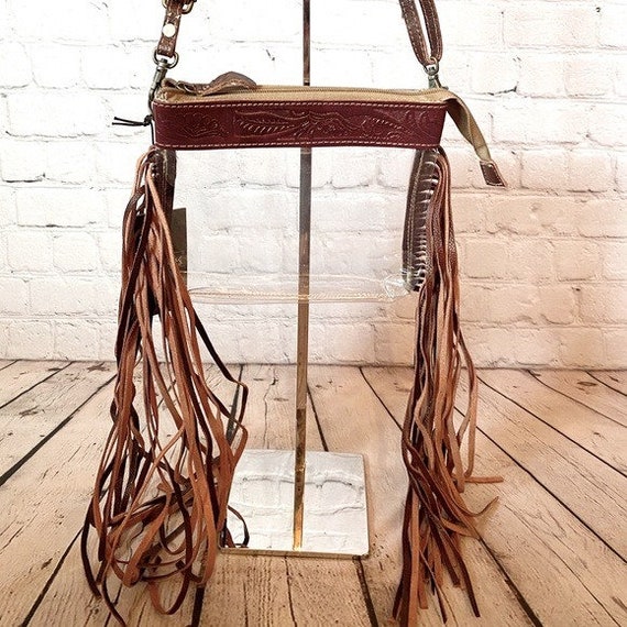 Myra Upcycled Western Fringe Clear Stadium Bag – KalaKotee & Co.