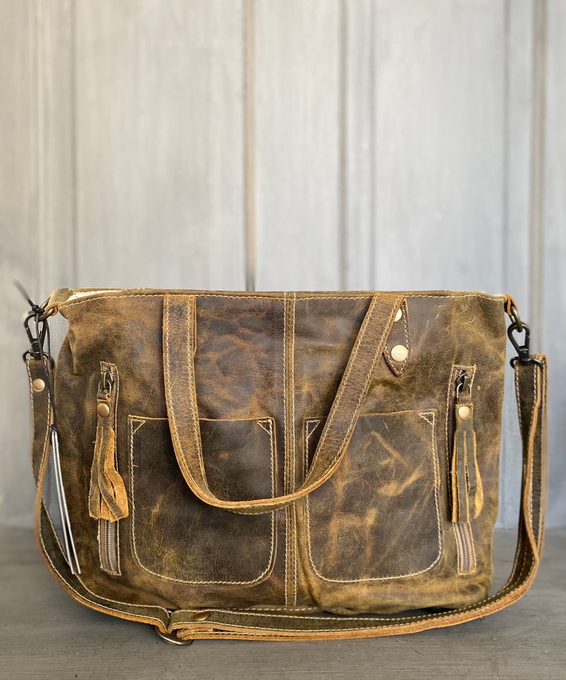 Myra Ultimate Choice Distressed Leather Purse Tote - Etsy