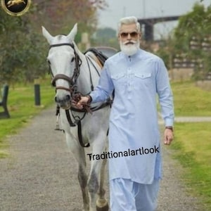 Mens Cotton Kurta Salwar Suit: Indian Wedding Pajama Set
