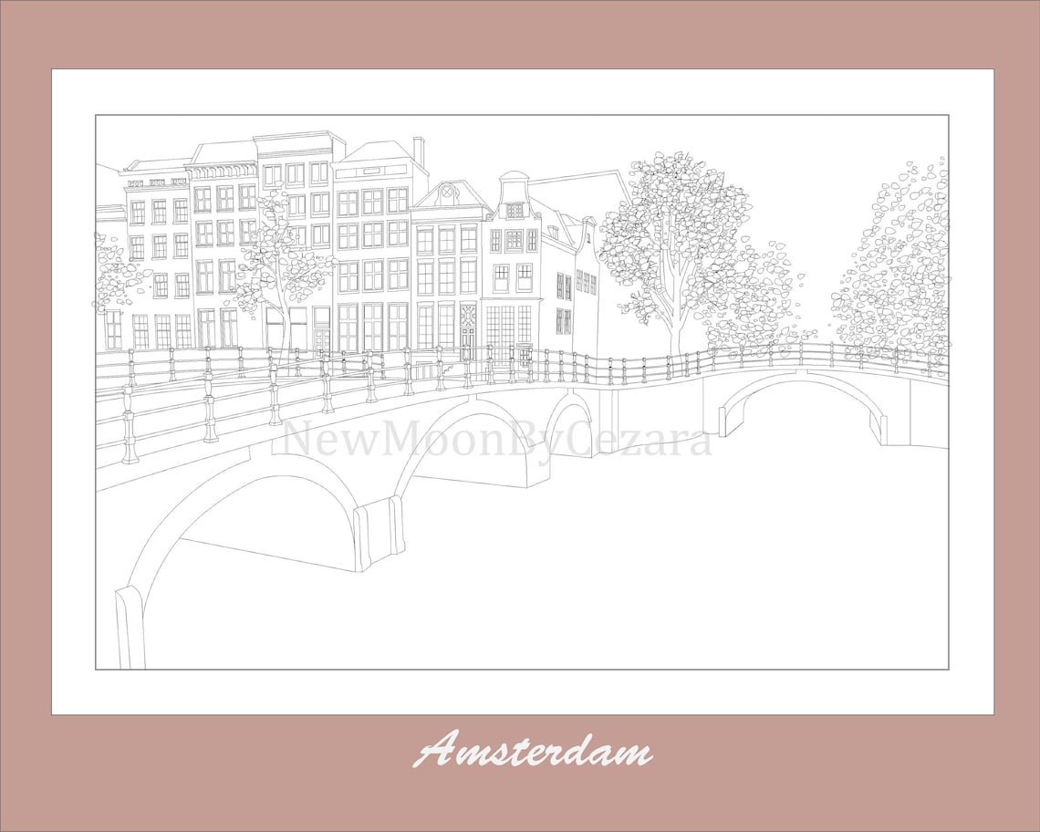 Printable Coloring Page-amsterdam - Etsy