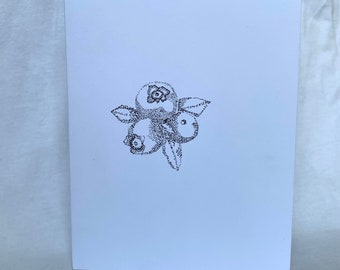 Hand Drawn Card - Pointillism Blueberry Cluster