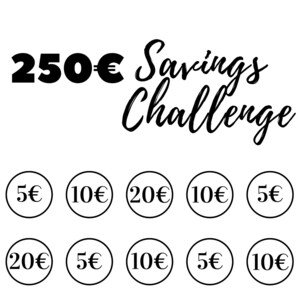 250 Savings Challenge, Save 250, Printable Savings Tracker, Budget, PDF Files, A4, Euros, Dollars