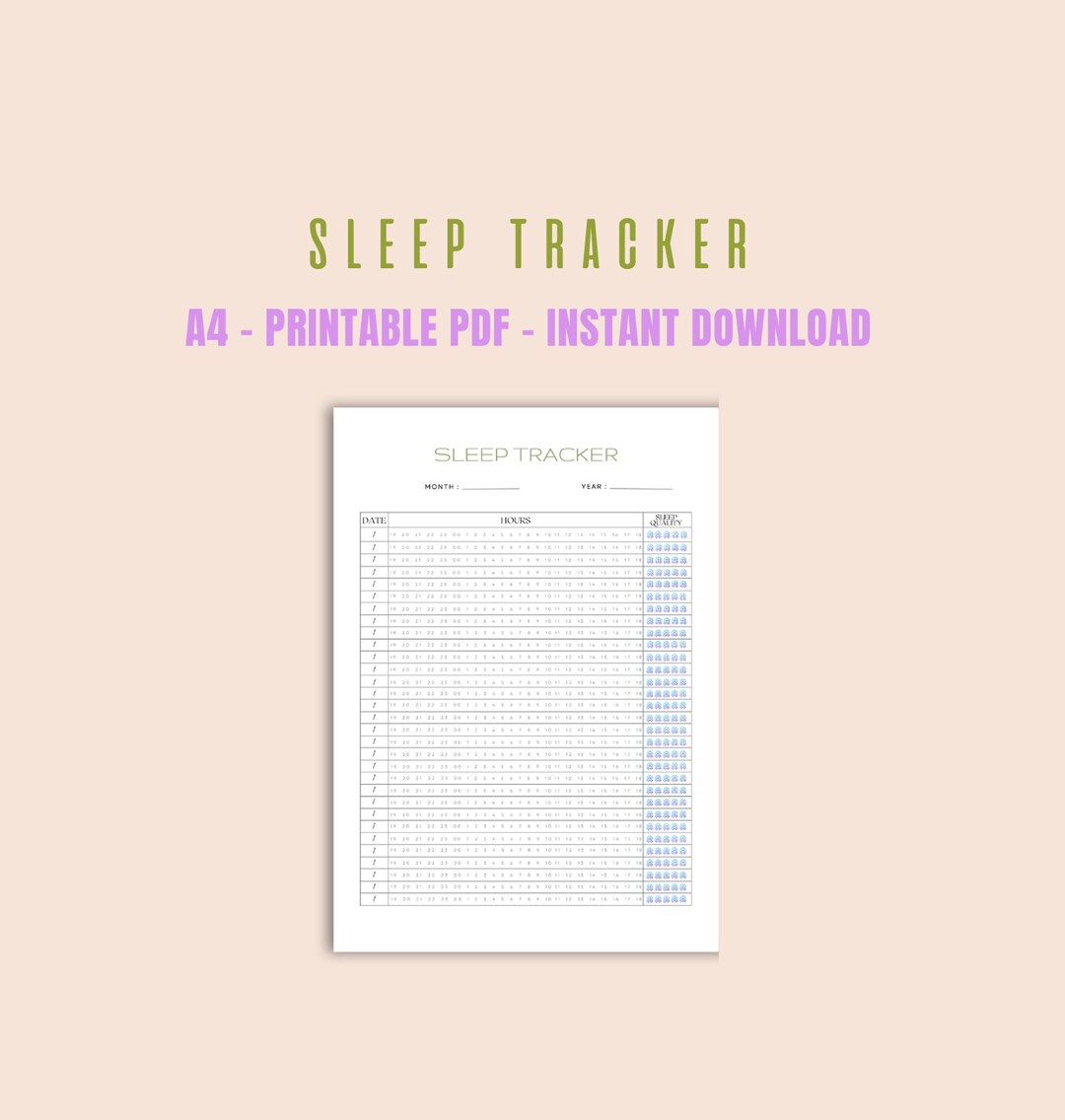 Monthly Sleep Tracker Printable A4 Sleep Log (PDF) - Etsy