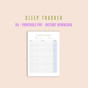 Sleep Tracker Printable, Sleep Log, Monthly Sleep Tracker, Sleep Journal, Instant Download, A4, PDF
