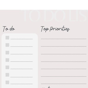 Minimalism To Do List, Digital Planner for Goodnotes on Ipad, Task Checklist, Minimal Printable To Do list, PDF, A4