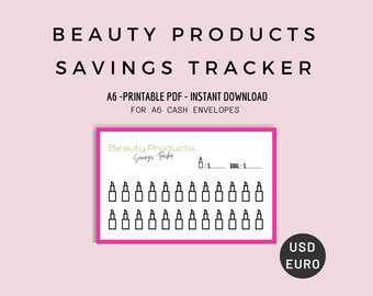 Beauty Products Savings Tracker: A6 Cash Envelope Challenge (PDF)