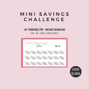 Mini Savings Challenge / For A6 Envelopes / Cash Envelopes / Low Income / A6 / PDF / Dollars / Euros