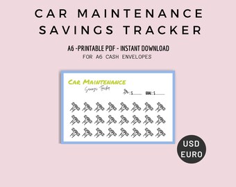 Car Maintenance Savings Tracker: A6 Cash Envelope Challenge (PDF)