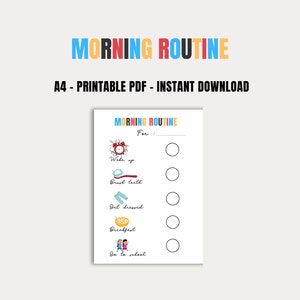Schulmorgen-Routine, Schulmorgen-Checkliste, Bereit für die Schule, Kindergarten-Routine, A4, PDF