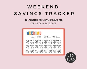 A6 Weekend Savings Tracker: Sinking Fund inkleuren (pdf)
