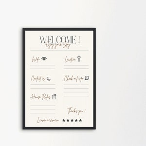 Airbnb Welcome Sign, Rental Printable, Vacation Rental Printable, Guest Arrival Poster, Wifi Info Sheet, A4, PDF