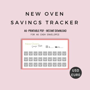 A6 New Oven Savings Tracker,  Printable Savings Binder Insert, A6 Cash Envelope System, Sinking Fund, Dollar, Euro, PDF