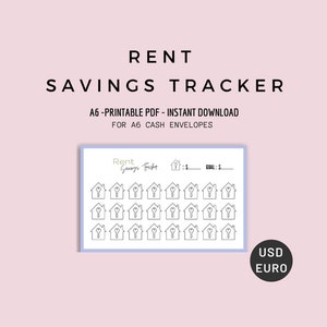 A6 Rent Savings Tracker: Cash Envelope Insert (PDF)