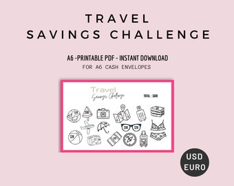 A6 Vacation Savings Challenge Goal Tracker (PDF)