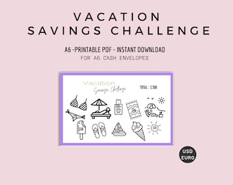 A6 Vacation Savings Challenge: Coloring Sinking Fund (PDF)