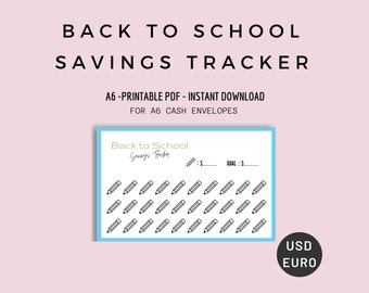 Back to School Savings Tracker: A6 Cash Envelope Insert (PDF)