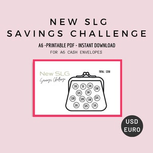 SLG Savings Challenge For A6, Cash Envelopes, Mini Savings Challenge, A6, PDF, Dollars, Euros