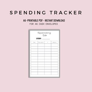 Cash Umschlag Tracker, Ausgabentracker Grau, Expense Tracker, Budget Tracker, A6, PDF