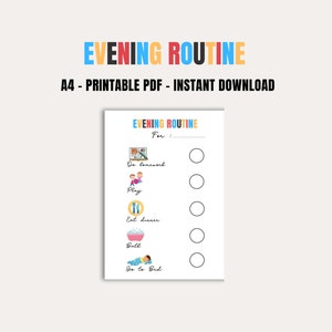 School Evening Routine, School Evening Checklist, Ready For School, Kindergarten Routine, A4, PDF
