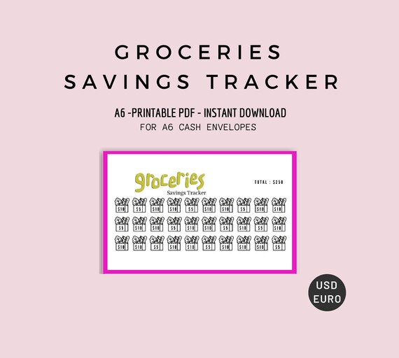 A6 Grocery Savings Challenge: Sinking Fund Tracker (PDF)