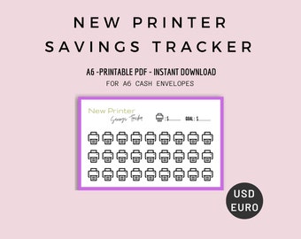 New Printer Savings Tracker For A6, Cash Envelopes, Mini Savings Challenge, A6, PDF, Dollars, Euros