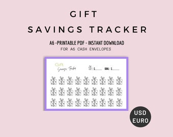 Gift Savings Tracker: A6 Cash Envelope Challenge (PDF)