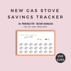 Tracker di risparmio per stufe a gas A6, inserto per raccoglitore di risparmio A6, sistema di buste per contanti A6, fondo di ammortamento, dollaro, euro, PDF