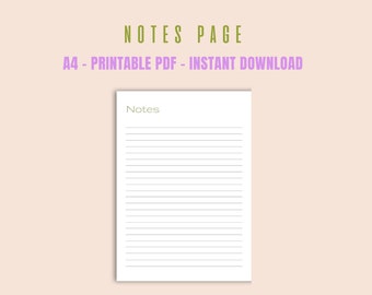 Minimalist Lined Notes Page A4 Printable (PDF Notes)