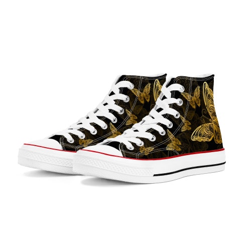 Women’s converse style sports shoes with butterflies design, designer athletics retailer shoes, keds, custom converse, designed in USA, Ruhh brand