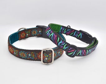 Tribal Aztec Sun Stars/Multicoloured Zebra Printl/Peacock Pattern Antifreeze Buckle Dog Collar- Jacquard Ribbon With Velvet Lining Comfort