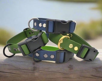 25mm Waterproof Coated Webbing Quick/Side Release Antifreeze Buckle Dog Collar Silver/Black/Brass Fittings Wipe Clean Bacteria Resistant