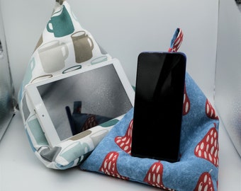 Bean Bag Pillow Hands Free Cushion Holder For iPad/Mini/Tablet/Kindle/Phone- Multiple designs - Perfect Birthday Gift!