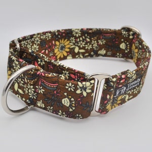 Luxury Jacquard Ribbon/Fleece Adjustable 50mm Wide Greyhound/Lurcher/Sighthound/Mastiff/Great Dane Martingale Dog Collar- Multiple Designs Brown Corduroy