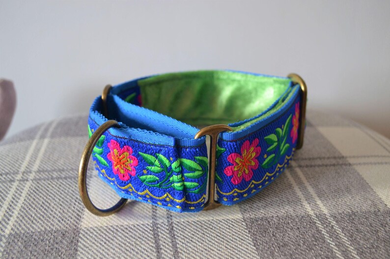 Luxury Jacquard Ribbon/Fleece Adjustable 50mm Wide Greyhound/Lurcher/Sighthound/Mastiff/Great Dane Martingale Dog Collar- Multiple Designs image 9