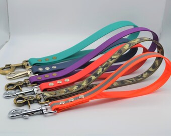 20mm/25mm Orange/Red/Purple/Camo/Green Waterproof Webbing Dog Training Control Tab Lead Traffic Handle Wipe Clean Antique Brass/Silver