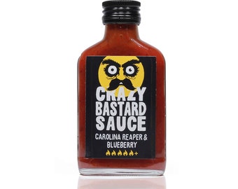 Crazy Bastard Sauce - Carolina Reaper & Blueberry - Sweet Medicinal Berries with the Hottest Chilies in the World, Extreme Spicy.