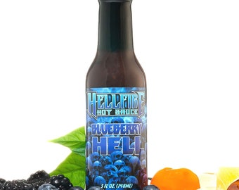 Hellfire Blueberry Hell Hot Sauce mit Carolina Reaper Peppers, Gourmet, preisgekrönte scharfe Sauce auf Fruchtbasis, 5 oz.