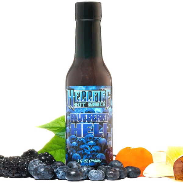 Hellfire Blueberry Hell Hot Sauce with Carolina Reaper Peppers, Gourmet, Award-Winning Fruit-Based Hot Sauce, 5 oz.