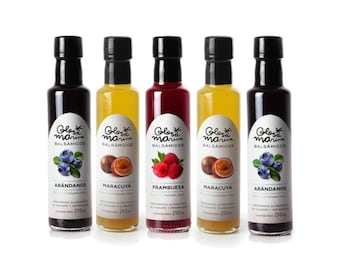 GLOSA MARINA Gourmet Pack of 5 *Blueberry, Maracuja, Raspberry* - Balsamic Gourmet Vinegar Cream (5 x 250ml)