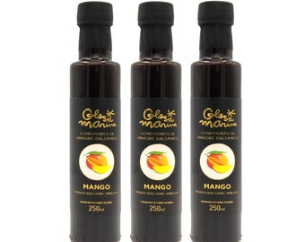 GLOSA MARINA Pack de 3 Vinagre Balsámico Gourmet con Mango Mallorca Condimento de Vinagre Balsamico Mango (3 x 250ml)