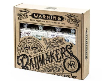 Coffret cadeau avec 4 sauces piquantes épicées de Raijmakers Heetmakers