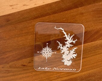 Custom Laser Engraved Lake Map Acrylic Coasters – Lake House Decor