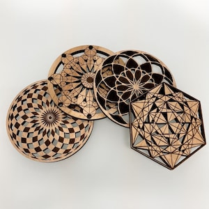 Geometric Wood Coasters - Laser Cut