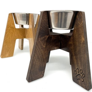 Modern Wood Dog Bowl Stand