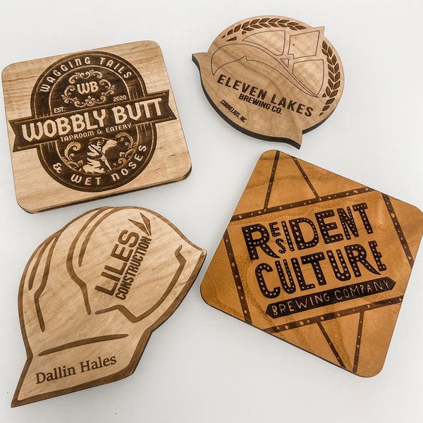 Glass Coasters With Logo Etsy